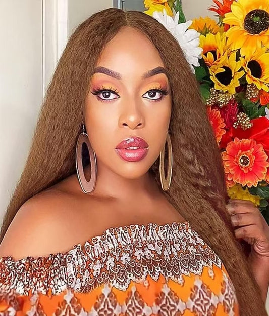 Lace Female Non-toxic Wig, Soft Natural Brown Blonde Hair, High-temperature Fiber, , Non-adhesive 13X2.5 Lace Area, Versatile Wig - DropOnline.co