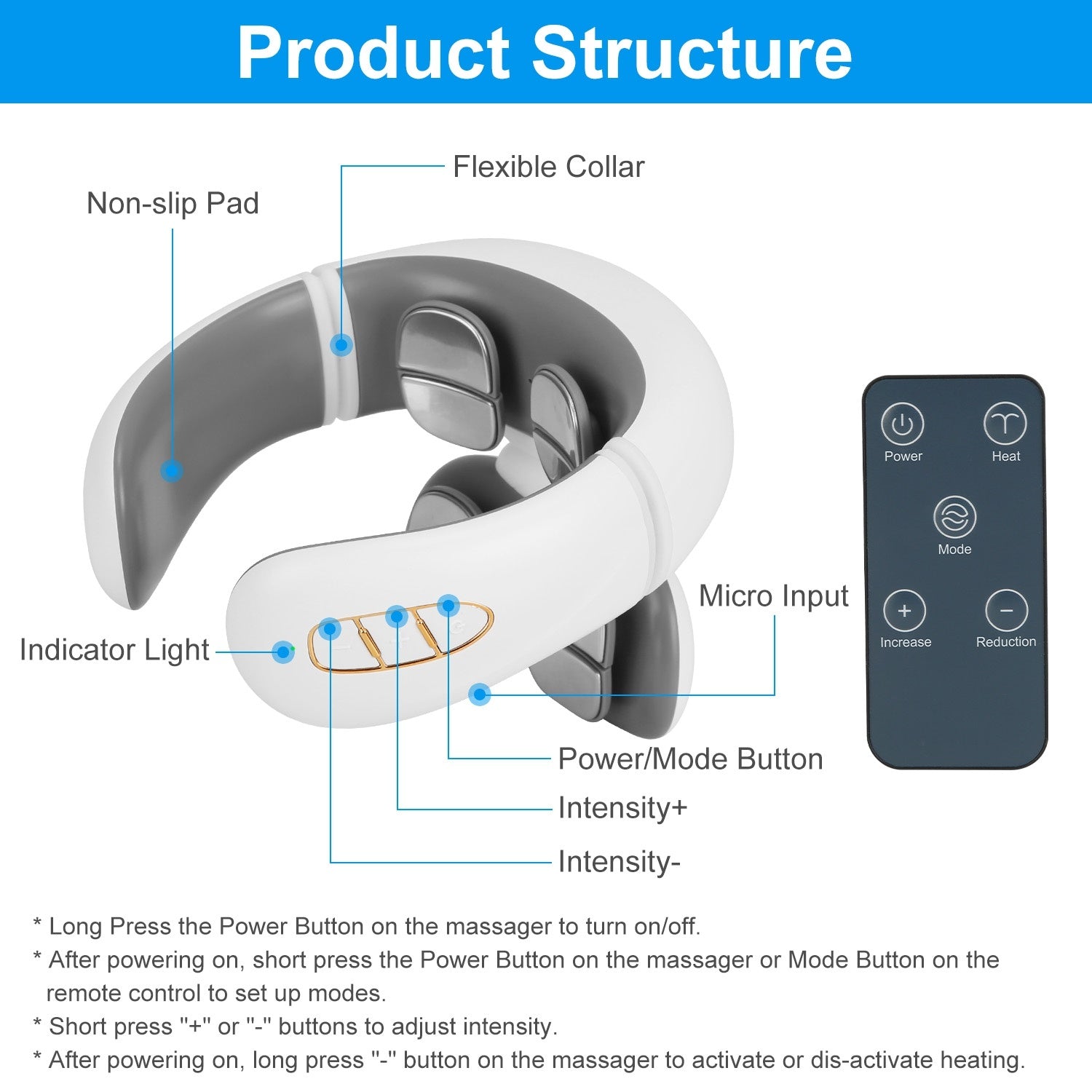 1 Set 8 Head EMS Neck Massager With Heat Cordless Cervical Neck Massager EMS Neck Massager With 6 Modes 15 Intensity Levels Remote Control - DropOnline.co