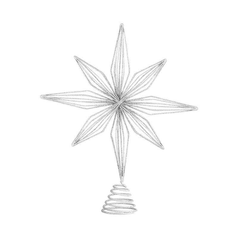 Christmas Metal Star Ornament - Eight Awn Champagne Gold Silver Decoration (25-30cm) - DropOnline.co
