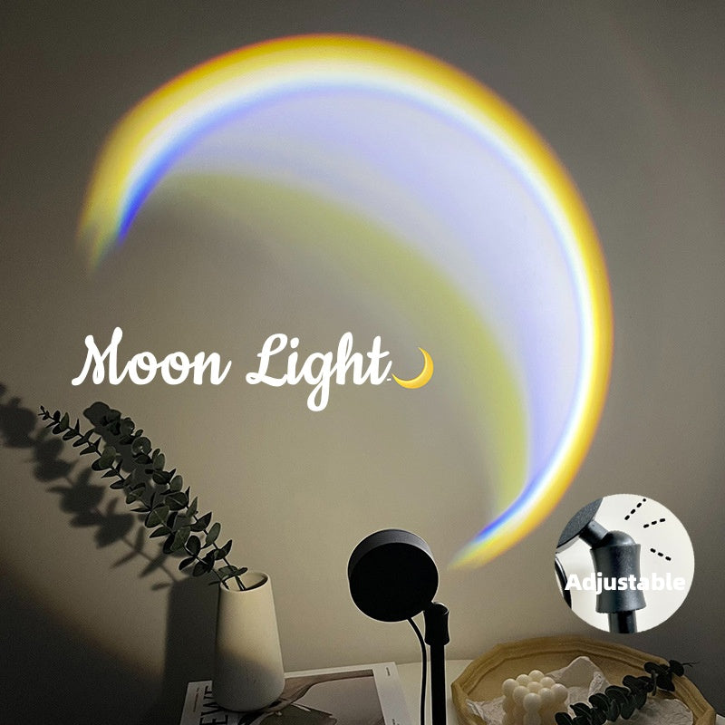 INS USB Moon Lamp LED Rainbow Neon Night Sunset Light Projector Photography Wall Atmosphere Lighting For Bedroom Home Decor - DropOnline.co