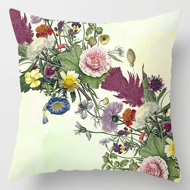 Floral Plant Pattern Cushion Cover - Botanical Bedroom Decor Throw Pillow Case - DropOnline.co