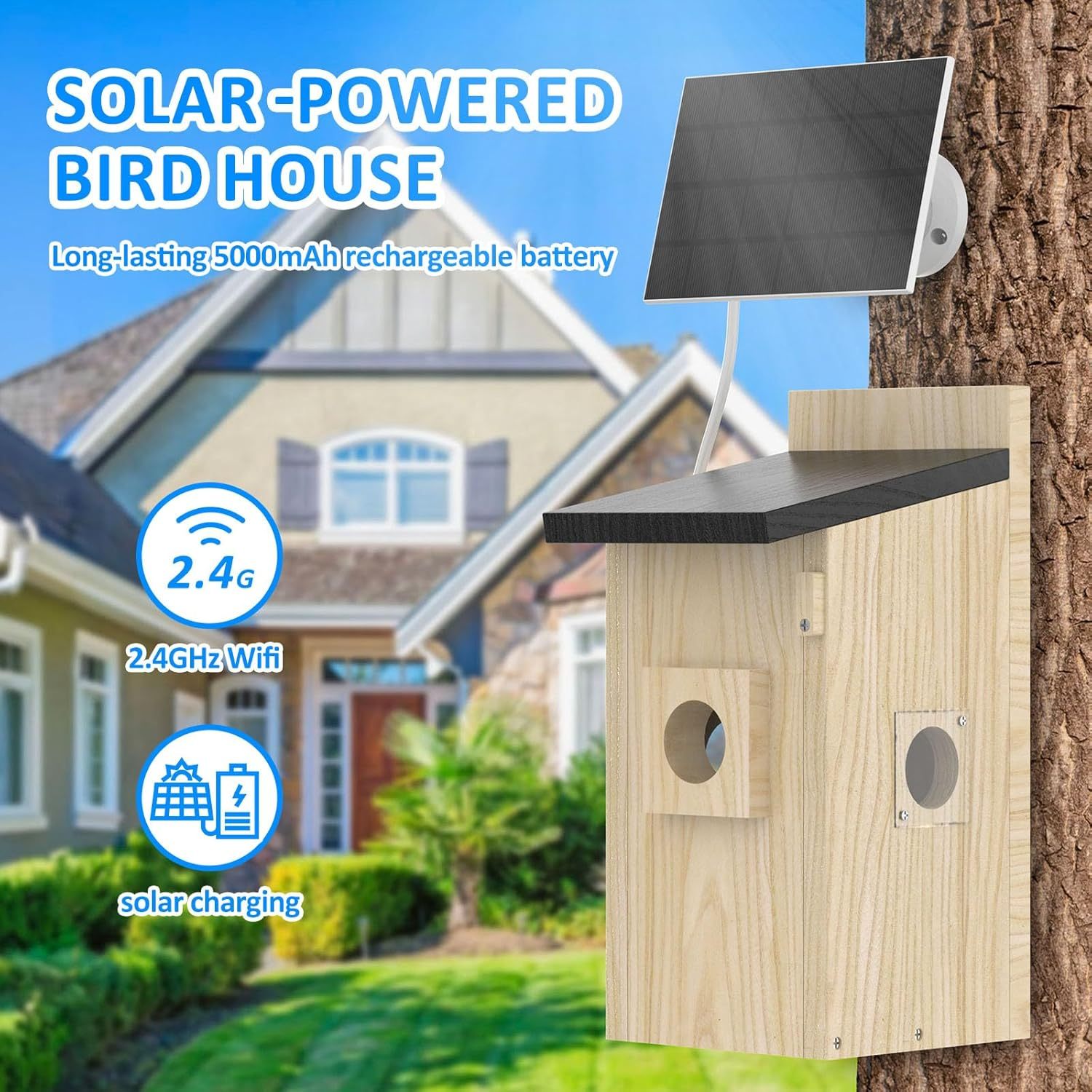 Smart Bird Houses For Outside Solar Powered,4MP Birdhouse Camera For Outdoors, Watch Bird Nesting & Hatching In Real Time, AI Identify Bird Behavior & Create, DIY Ideal Gift - DropOnline.co
