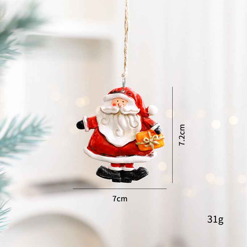 Christmas Resin Character Pendants - Santa Snowman Gingerbread Man Ornaments - DropOnline.co
