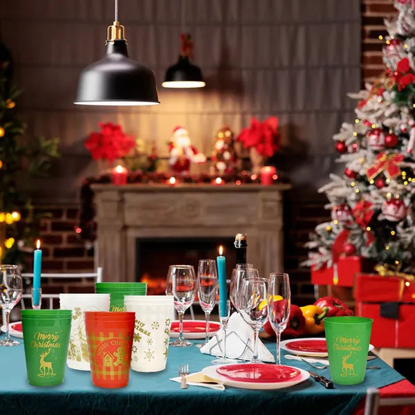 12 Pcs Christmas Plastic Tumblers Gingerbread Man Santa Reindeer Pattern 16 Oz Reusable Drink Cups Cute Beverage Cups For Beer Coffee Tea Xmas Holiday Party Supplies - DropOnline.co