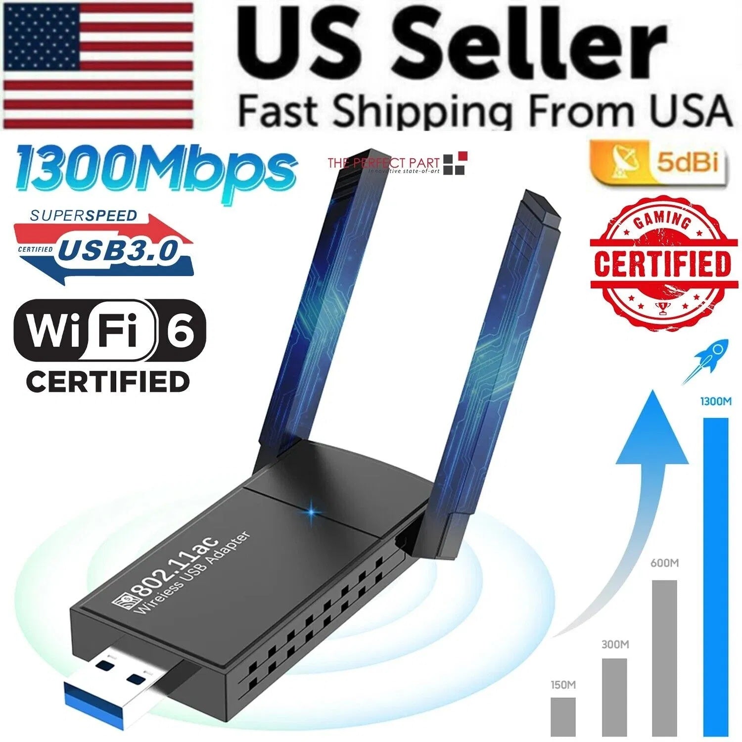 USB 3.0 Wireless WIFI Adapter 1300Mbps Long Range Dongle Dual Band 5Ghz Network - DropOnline.co