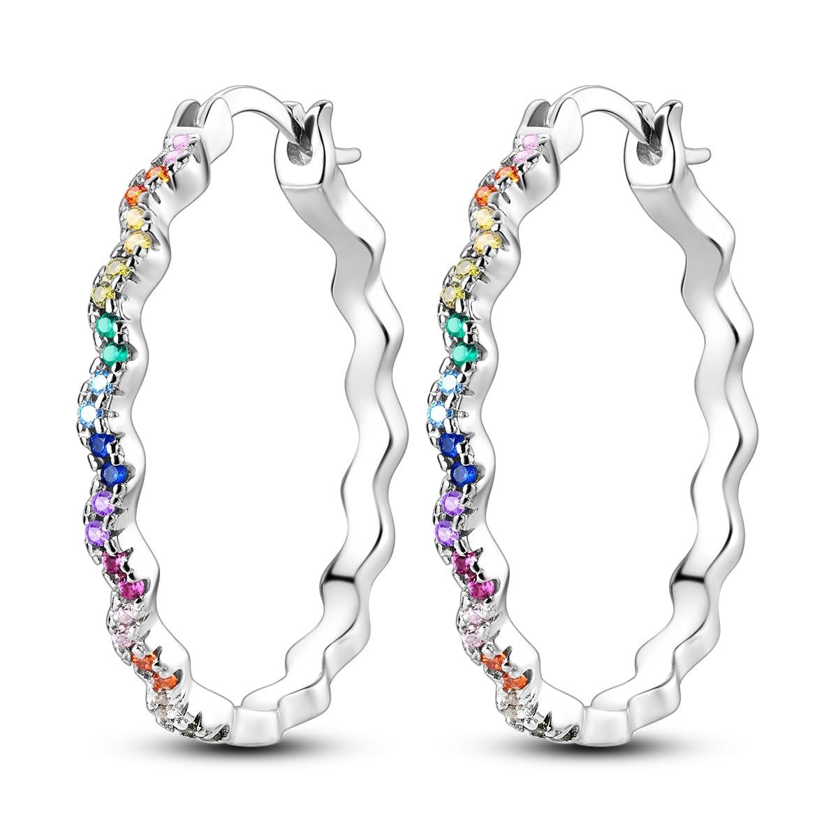Geometric Simple Color Rhinestone Earrings Women's Fashion Wave Shape - DropOnline.co