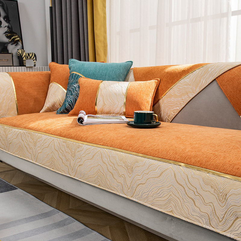 Leather Light Luxury Wind Chenille Sofa  Cushion Cover - DropOnline.co