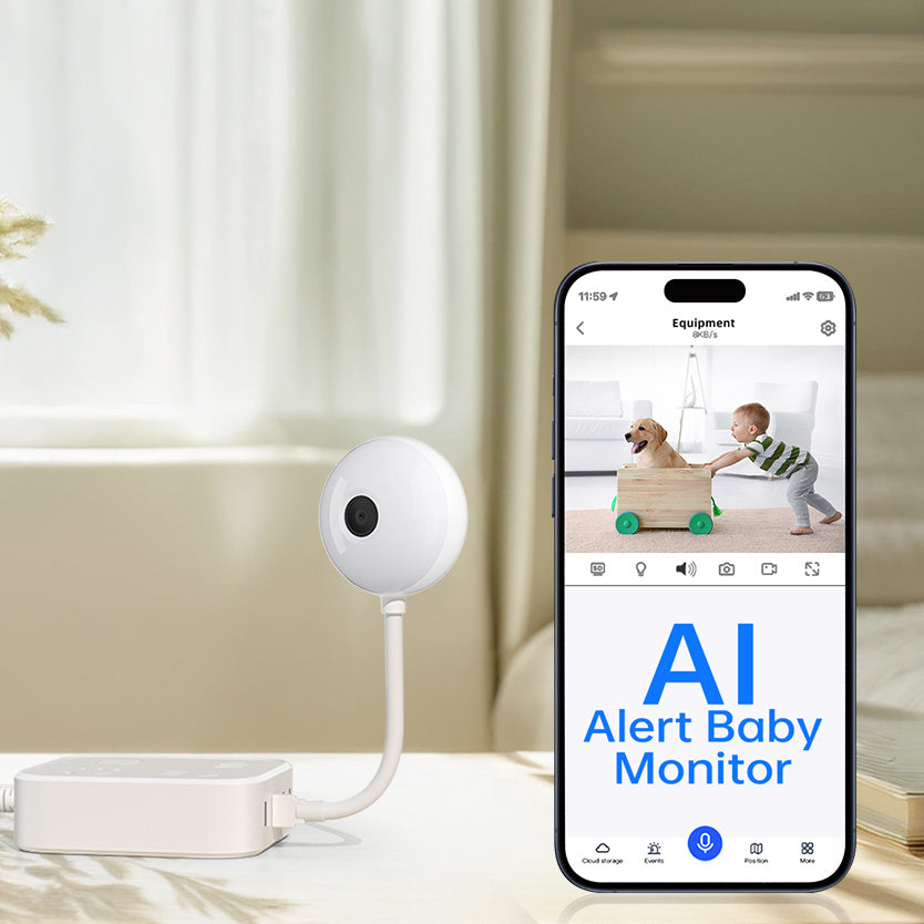 2K Lollipop WiFi Baby Monitor - 1080P Smart Camera with Night Vision & AI Detection - DropOnline.co