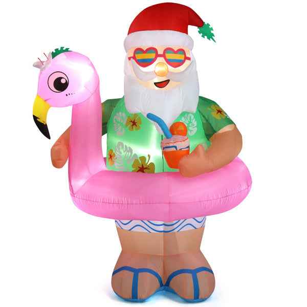 5.9ft Hawaiian Elderly Inflatable Christmas Decoration - 6 LED Lights - DropOnline.co