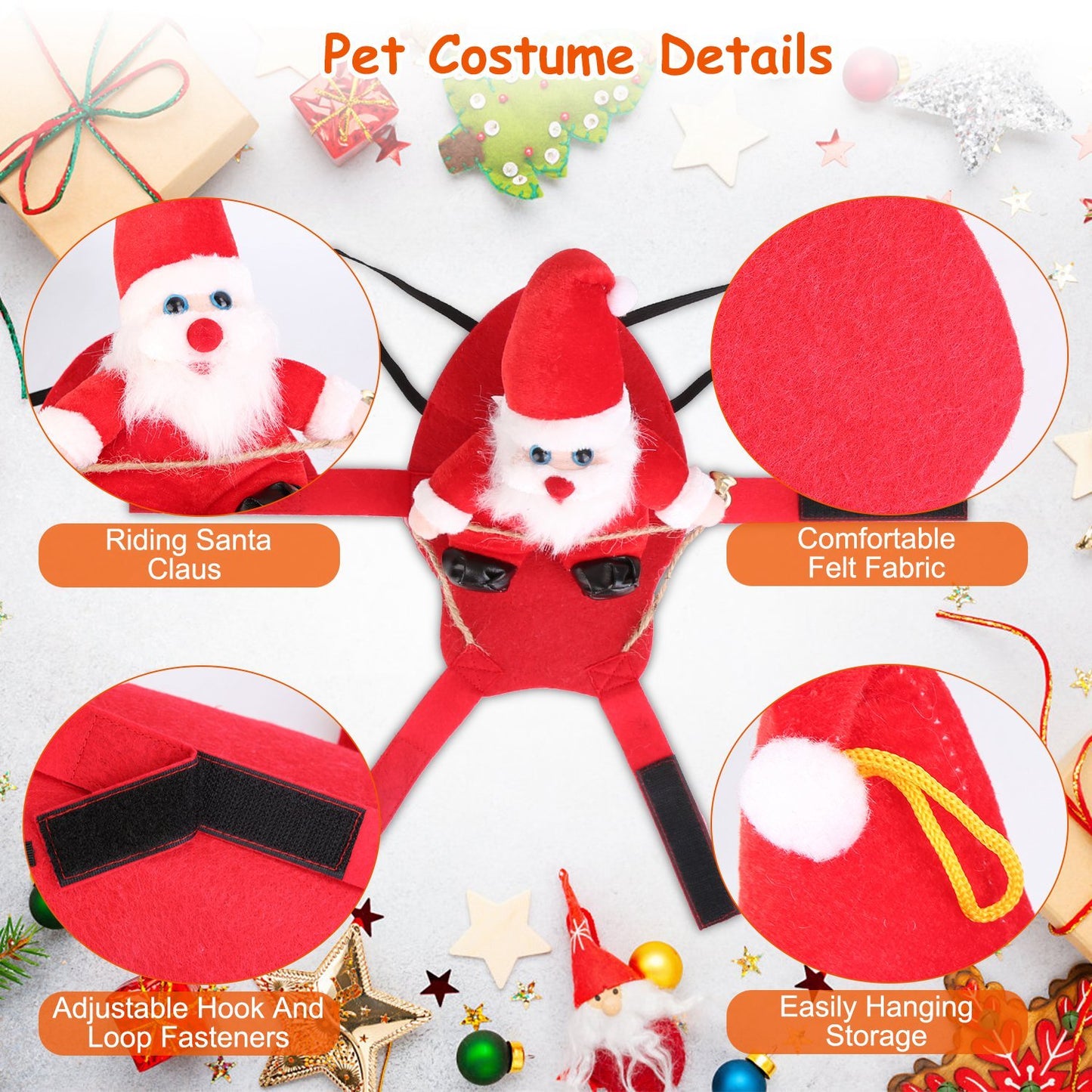 S-M-L-XL Options -- 1Pc Pet Christmas Costumes Red Winter Coat For Dog Riding Santa Claus With Bell Clothes New Year Outfit Cosplay Costumes Party Dress Up For Cats - DropOnline.co