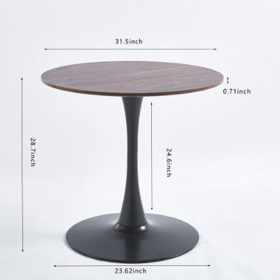 31.5 BLACK AND WALNUT Tulip Table Mid-century Dining Table For 2-4 People With Round Mdf Table Top, Pedestal Dining Table, End Table Leisure Coffee Table - DropOnline.co
