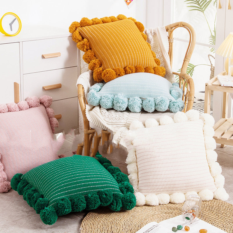 Throw Pillow Bed Sofa Cushion Waist Knitted Pillowcase - DropOnline.co