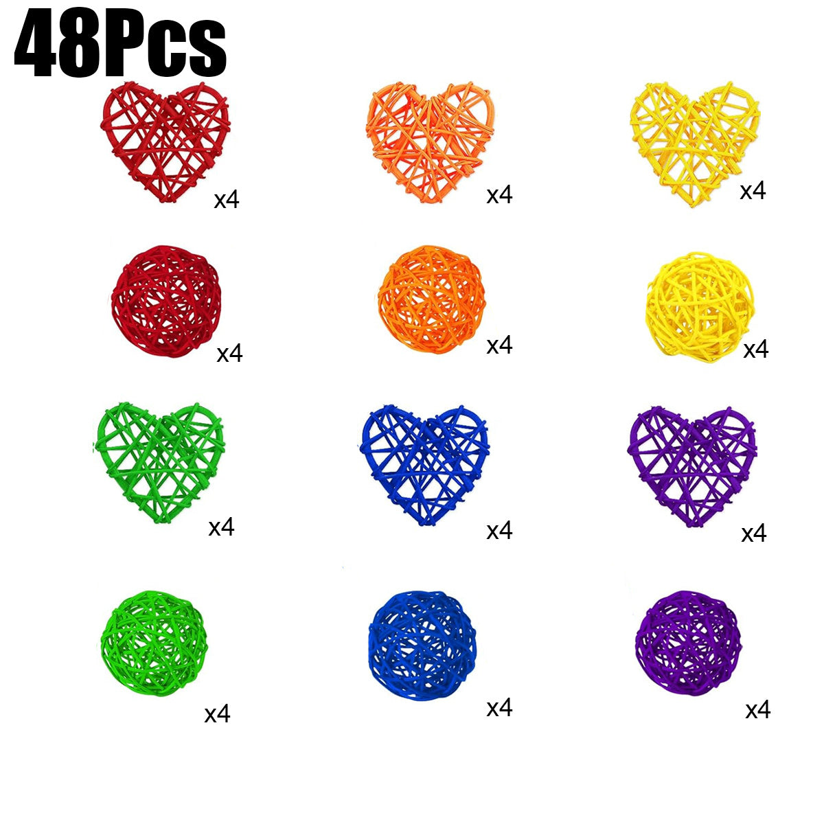 48Pcs Colorful Wicker Rattan Balls - DropOnline.co