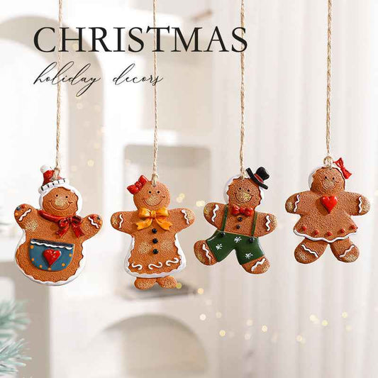 Christmas Resin Character Pendants - Santa Snowman Gingerbread Man Ornaments - DropOnline.co