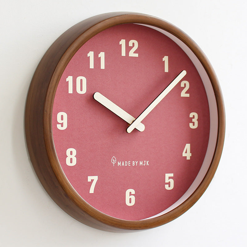 Home Living Room Retro Solid Wood Modern Minimalism Wall Clock Creative - DropOnline.co
