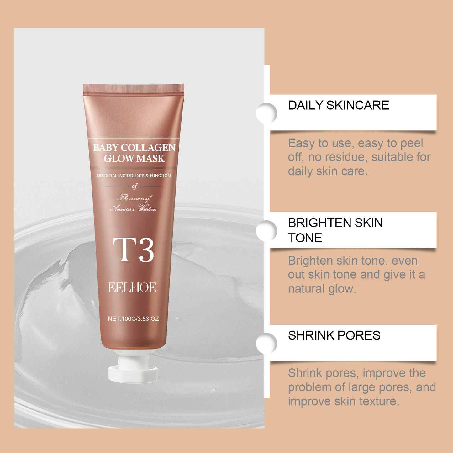 Collagen Peeling Mask Moisturizing, Hydrating, Anti-wrinkle And Brightening Peeling Mask - DropOnline.co