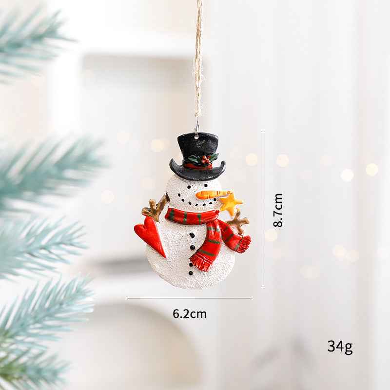Christmas Resin Character Pendants - Santa Snowman Gingerbread Man Ornaments - DropOnline.co