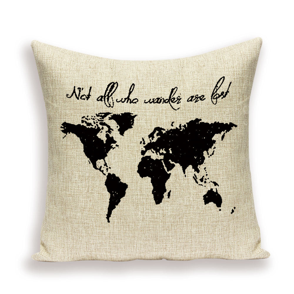 New Retro Toss Pillow Case European World Map Cushion Cover Seat Sofa Covers Morocco Linen House Home Decor Throw Pillows Cases - DropOnline.co