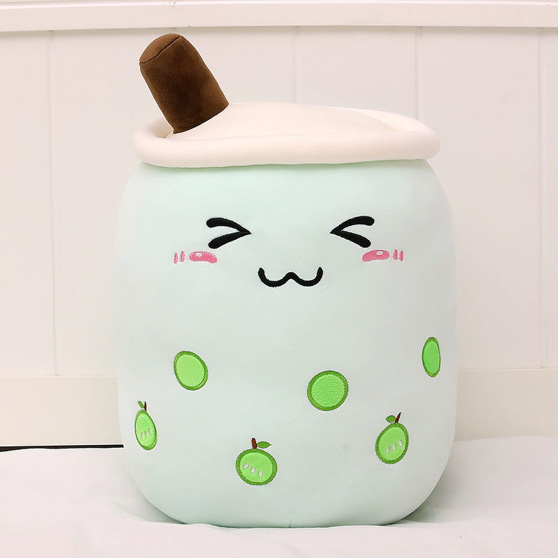 Boba Tea Plush Toy - Cute Strawberry Milk Tea Stuffed Animal Pillow Cushion for Kids - DropOnline.co