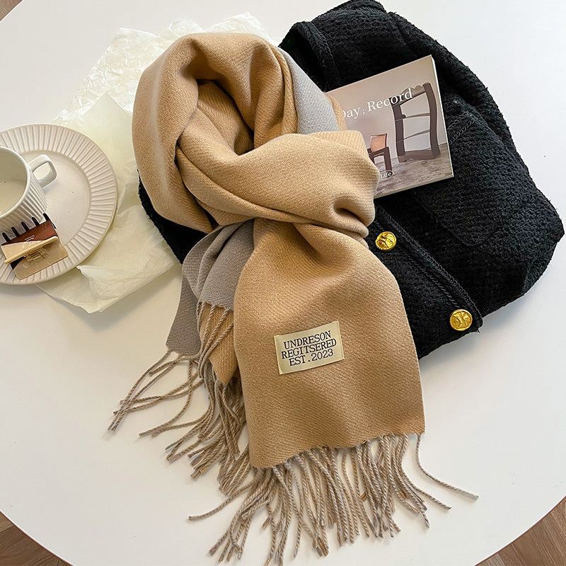 Double-Sided Artificial Cashmere Scarf - Women's Winter Warm Couple Scarf - DropOnline.co