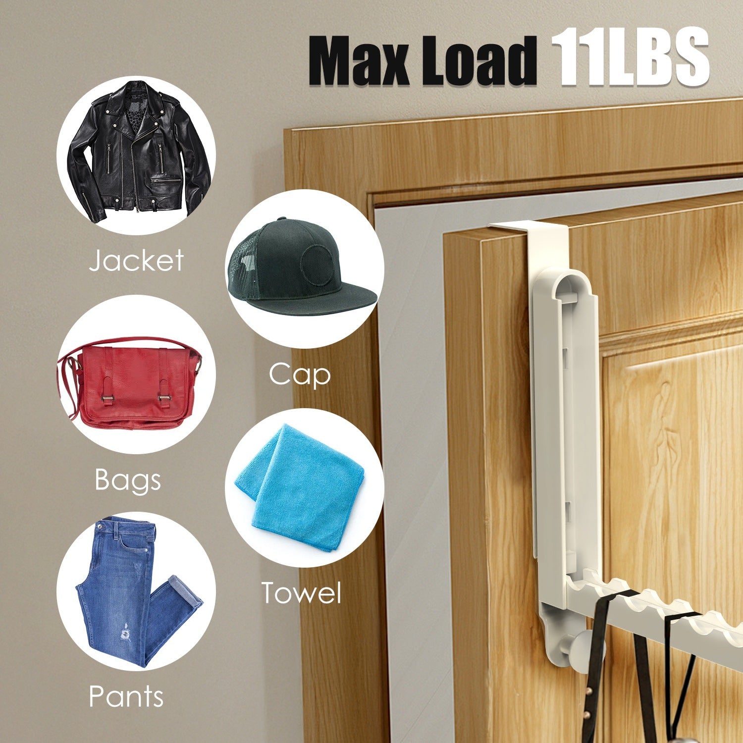 2Pcs Over The Door Hanger Hooks For Clothes Foldable Clothes Drying Rack For Laundry Coats Towels Portable Clothing Hanger Hook For 1.81In Thickness Door Maximum - DropOnline.co