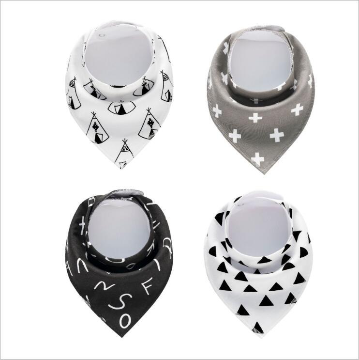 Baby Bandana Bibs 4-Pack - Cotton Triangle Drool Bibs with Arrow & Wave Prints - DropOnline.co