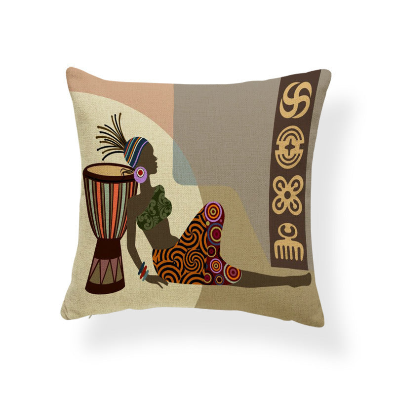 Printed cotton and linen cushion cover - DropOnline.co