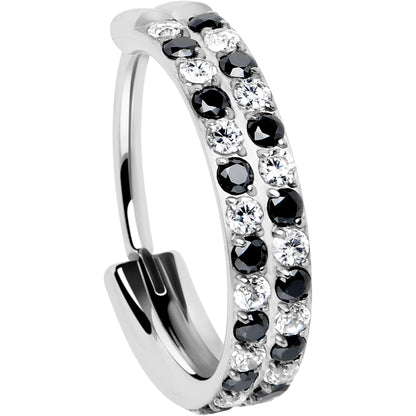 20G CZ Double Row Checkerboard Implant Grade Titanium Nose Hoop