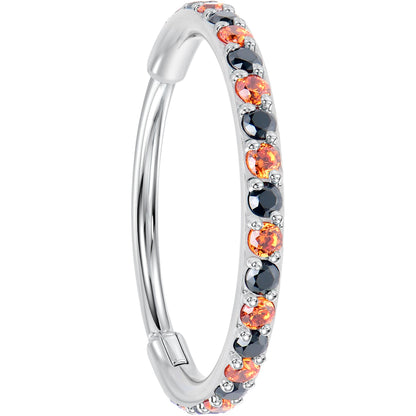 20G Micro Gem Titanium Hinged Nose Hoop - Black Orange Nose Ring