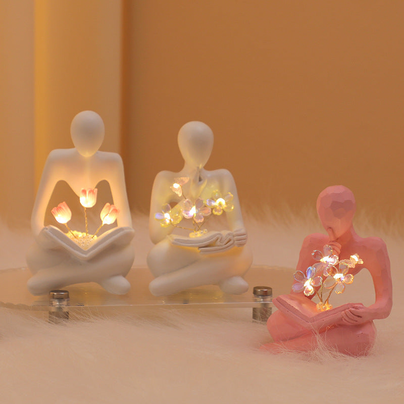 Silence Is The Golden Thinker Small Night Lamp Bouquet Handmade Ornaments Home Decor - DropOnline.co