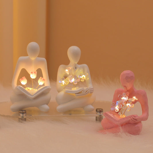 Silence Is The Golden Thinker Small Night Lamp Bouquet Handmade Ornaments Home Decor - DropOnline.co