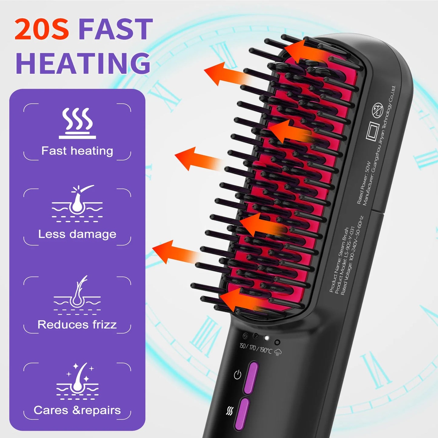 Hair Straightener Brush, Ionic Plus Steam Straightening Brush For Smooth, Anti-frizz Hair, Anti-Scald Ceramic Straightening Comb, Heated Straightener Brush Flat Iron Fast Heating For Home Salon - DropOnline.co