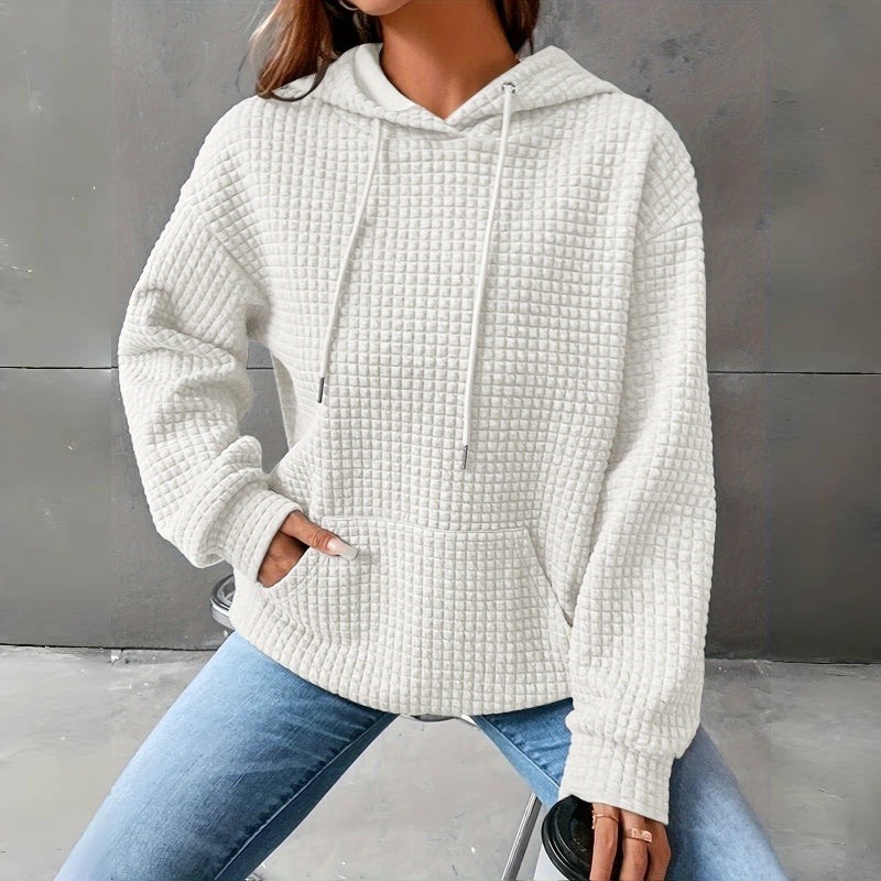 Women's Loose Hooded Long Sleeve Sweatshirt - Cozy Casual Pullover - DropOnline.co