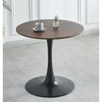 31.5 BLACK AND WALNUT Tulip Table Mid-century Dining Table For 2-4 People With Round Mdf Table Top, Pedestal Dining Table, End Table Leisure Coffee Table - DropOnline.co