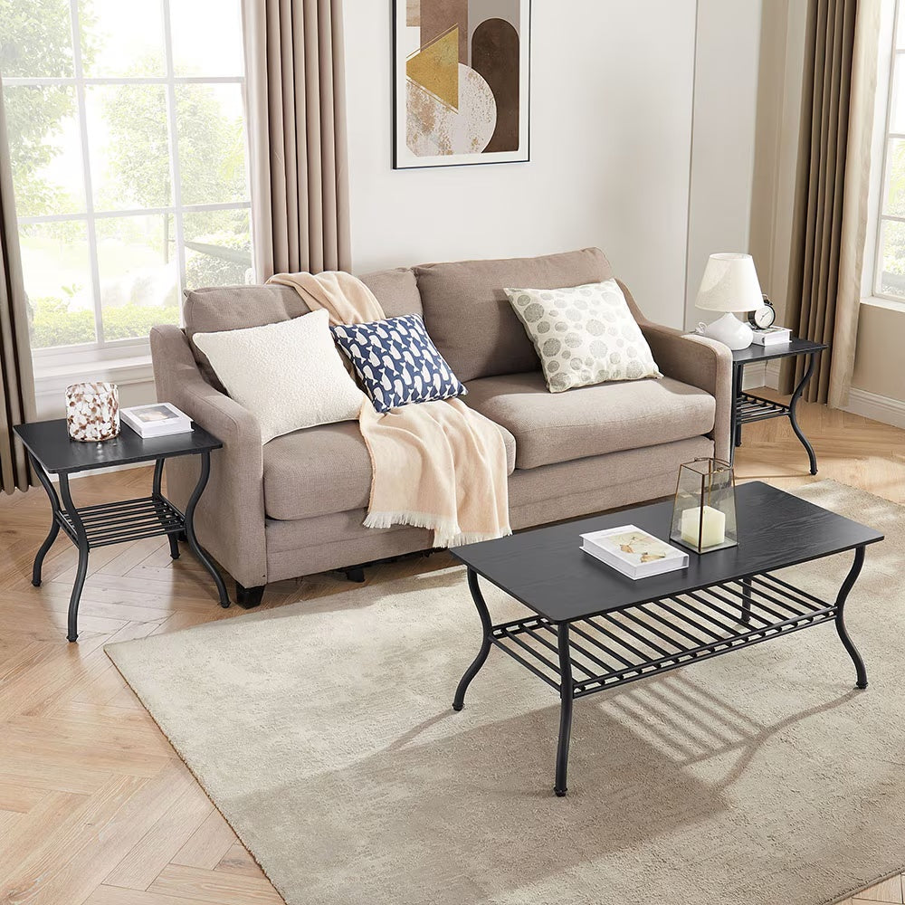 Contemporary 3 Piece Coffee Table Set Rectangular Coffee Table - DropOnline.co