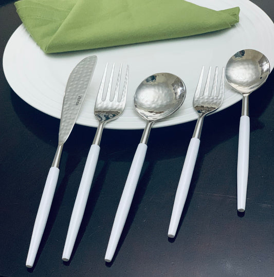 Ménagère 20 pièces en acier inoxydable blanc et argent