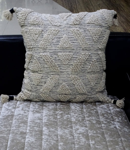 Grand oreiller décoratif beige de 56 x 56 cm pour canapé