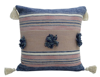 Throw Pillow with Tassels and Pom-Poms 20" x 20" Insert Included