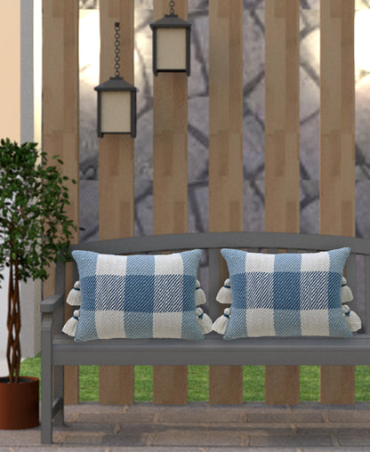 Handloom Woven Textured Plaid Decorative Pillow with Insert