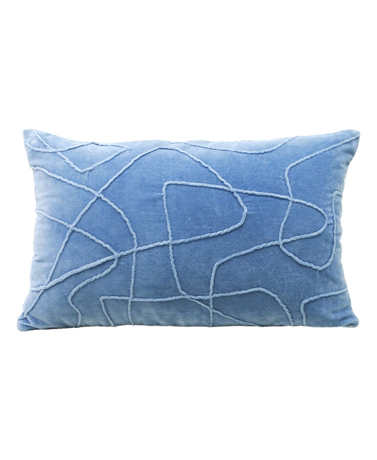 Coussin décoratif en velours uni brodé Linden 14"x24"