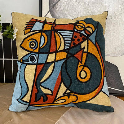 Embroidered Cushion Against Color Three-dimensional Throw Picasso Abstract Pillowcase - DropOnline.co