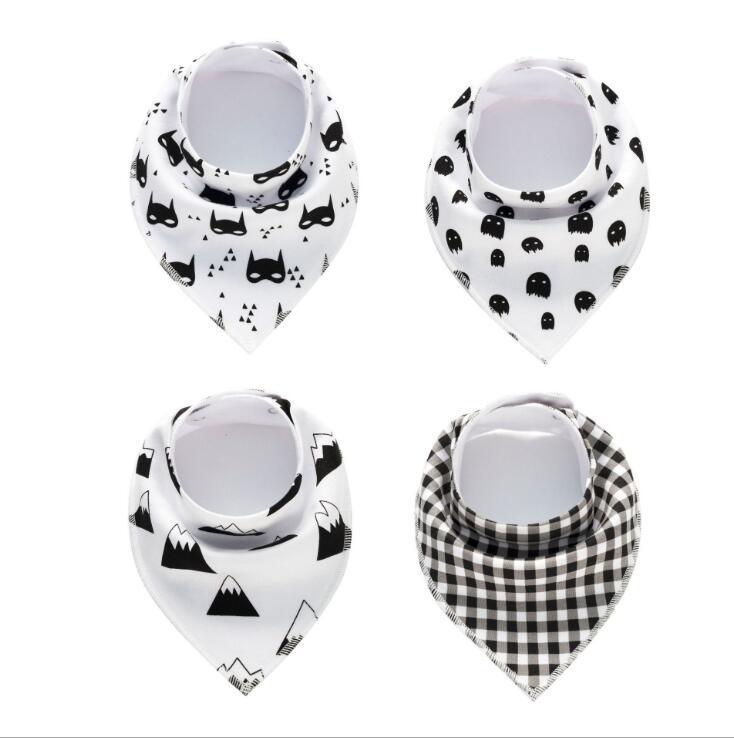 Baby Bandana Bibs 4-Pack - Cotton Triangle Drool Bibs with Arrow & Wave Prints - DropOnline.co