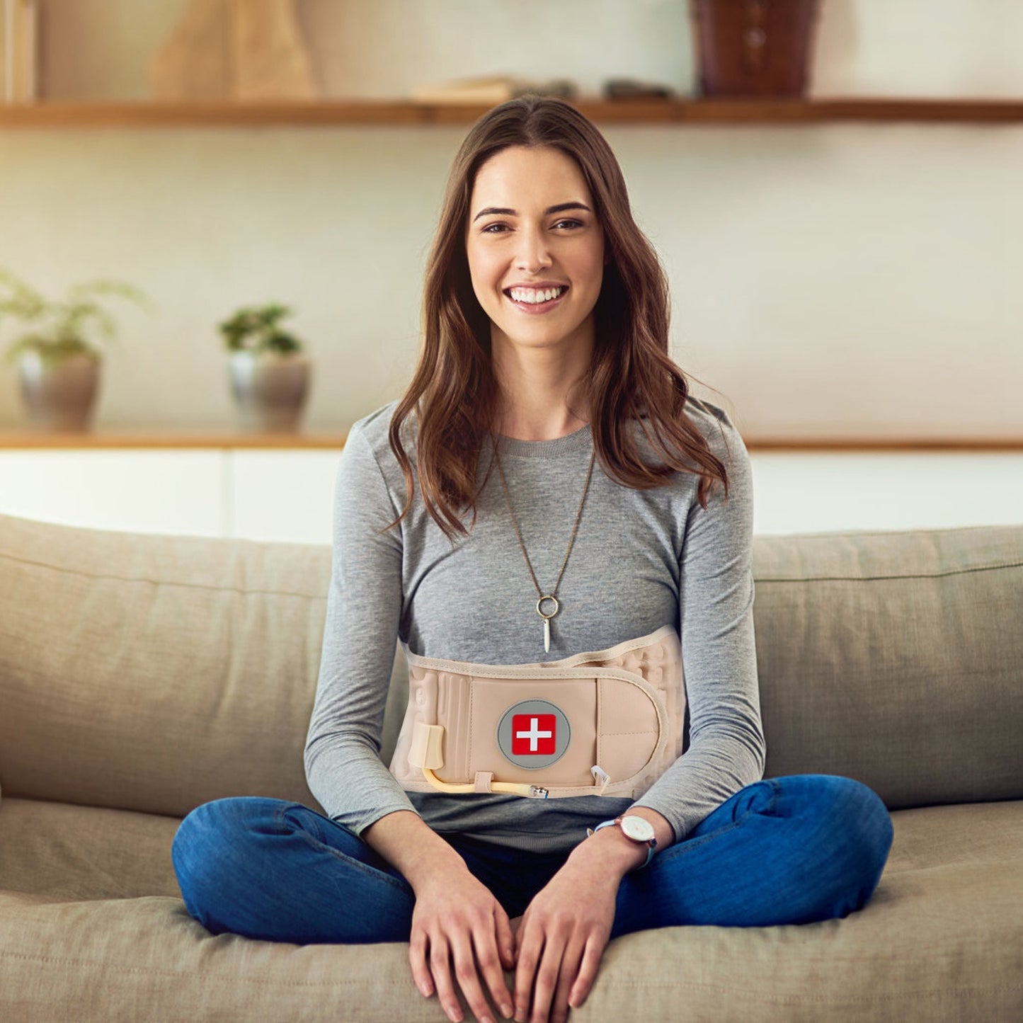 1Pc Decompression Back Belt Lumbar Spine Support Lower Back Air Traction Device With Extension Pad For Men Women Pain Relief Fit For All Waist - DropOnline.co