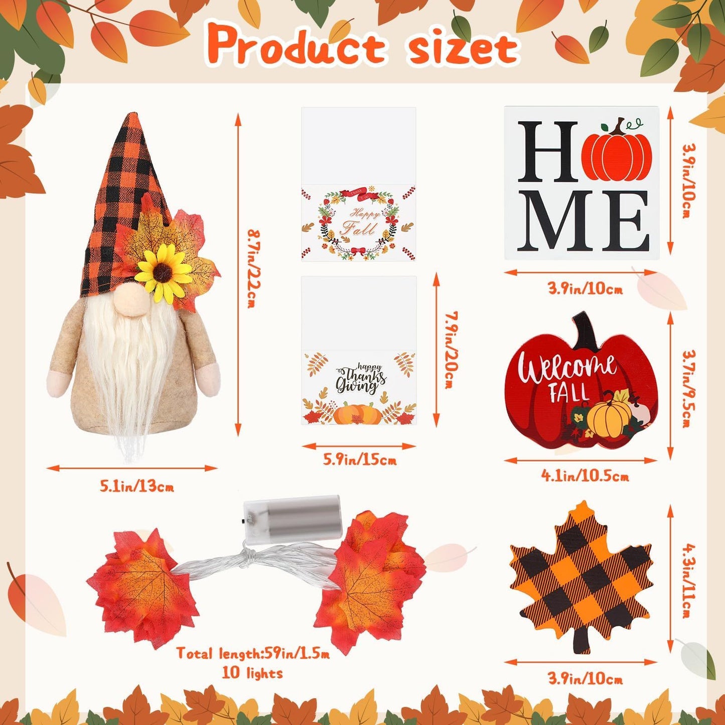 Fall Gnome Tiered Tray Decorations Set Farmhouse Pumpkin Decor Autumn Maple Leaf Table Centerpieces With Fall String Lights Thankgiving Day Fall Greeting Card Autumn Harvest Decorations - DropOnline.co