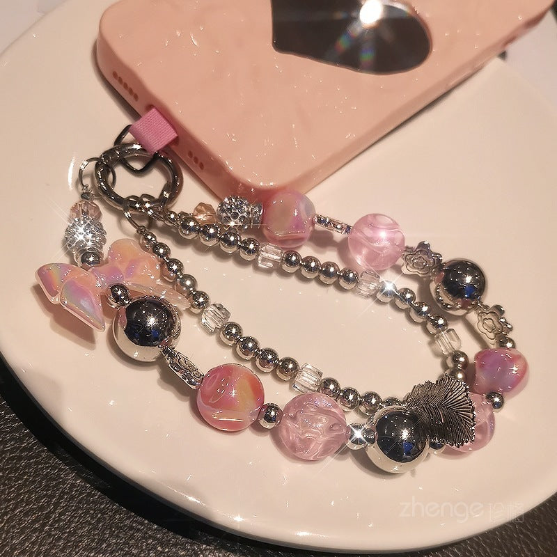 Women's Double Chain Feather Short Cellphone Chain - DropOnline.co