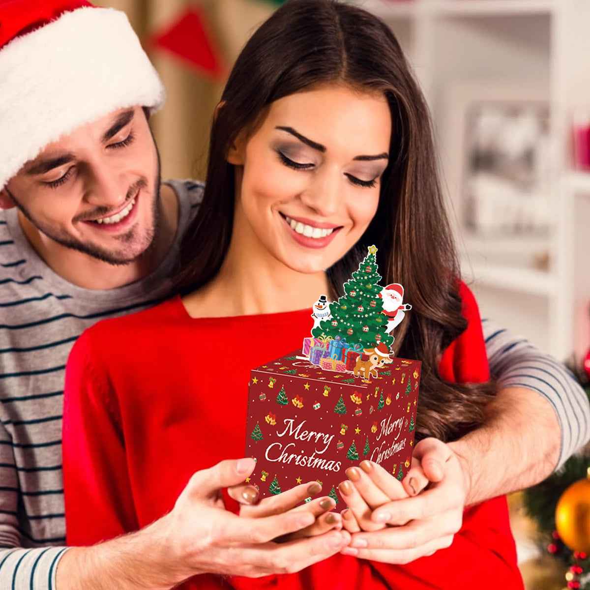 Christmas Money Box Pull Surprise - Cash Gift Holder with Tree Card & Transparent Bags - DropOnline.co