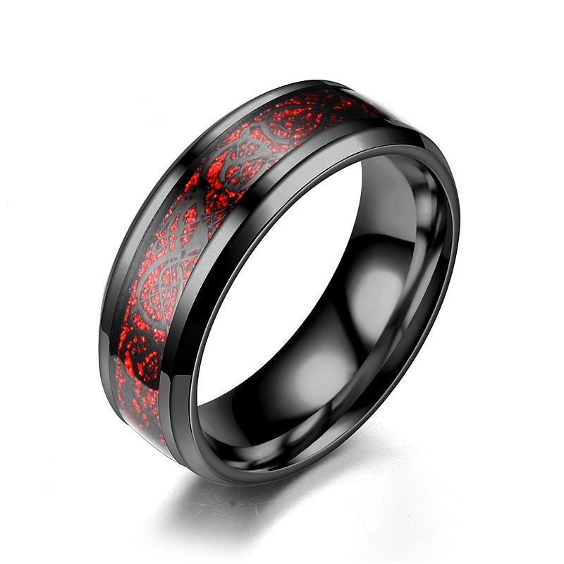 Stainless Steel Dragon Pattern Ring - Bold Statement Ring - DropOnline.co