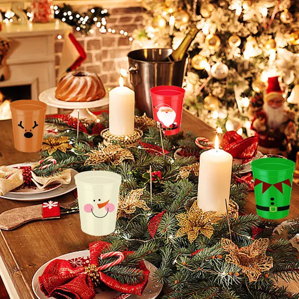 12 Pcs Christmas Drink Cups 4 Styles Patterns Santa Claus Snowman Elk Coffee Cup For Christmas New Year Holiday Party Favors Coffee Wine Cold Drinks Supplies - DropOnline.co