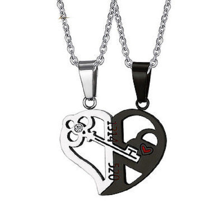 Pendant Love Necklace Set Lover Valentine Gifts Stainless Steel Chain Necklace - DropOnline.co