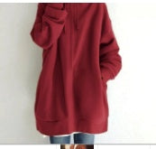 Women's Oversized Hooded Zip-Up Sweatshirt - Velvet-Lined Long Coat - DropOnline.co